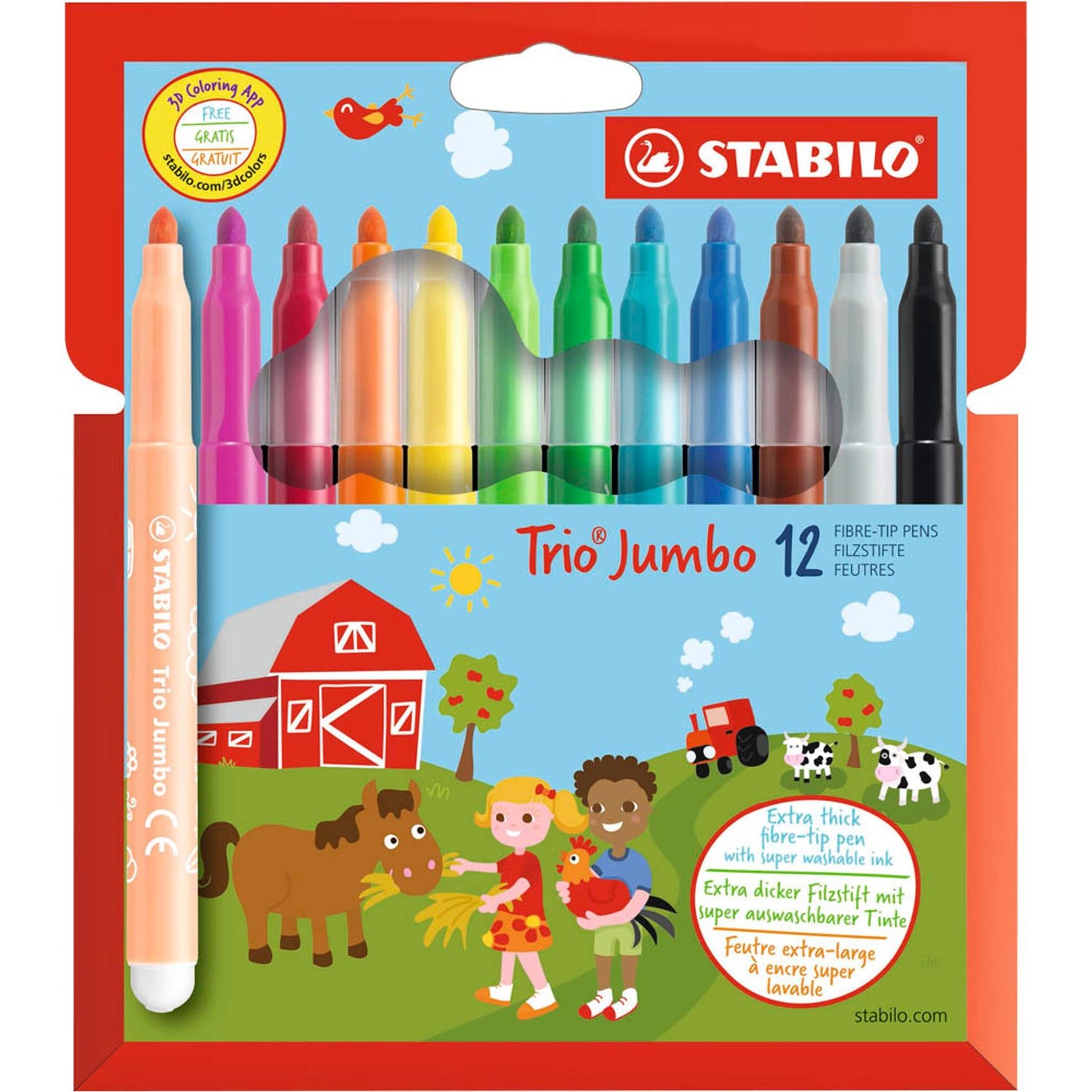 STABILO Trio Jumbo Filzstifte farbsortiert | 380/12