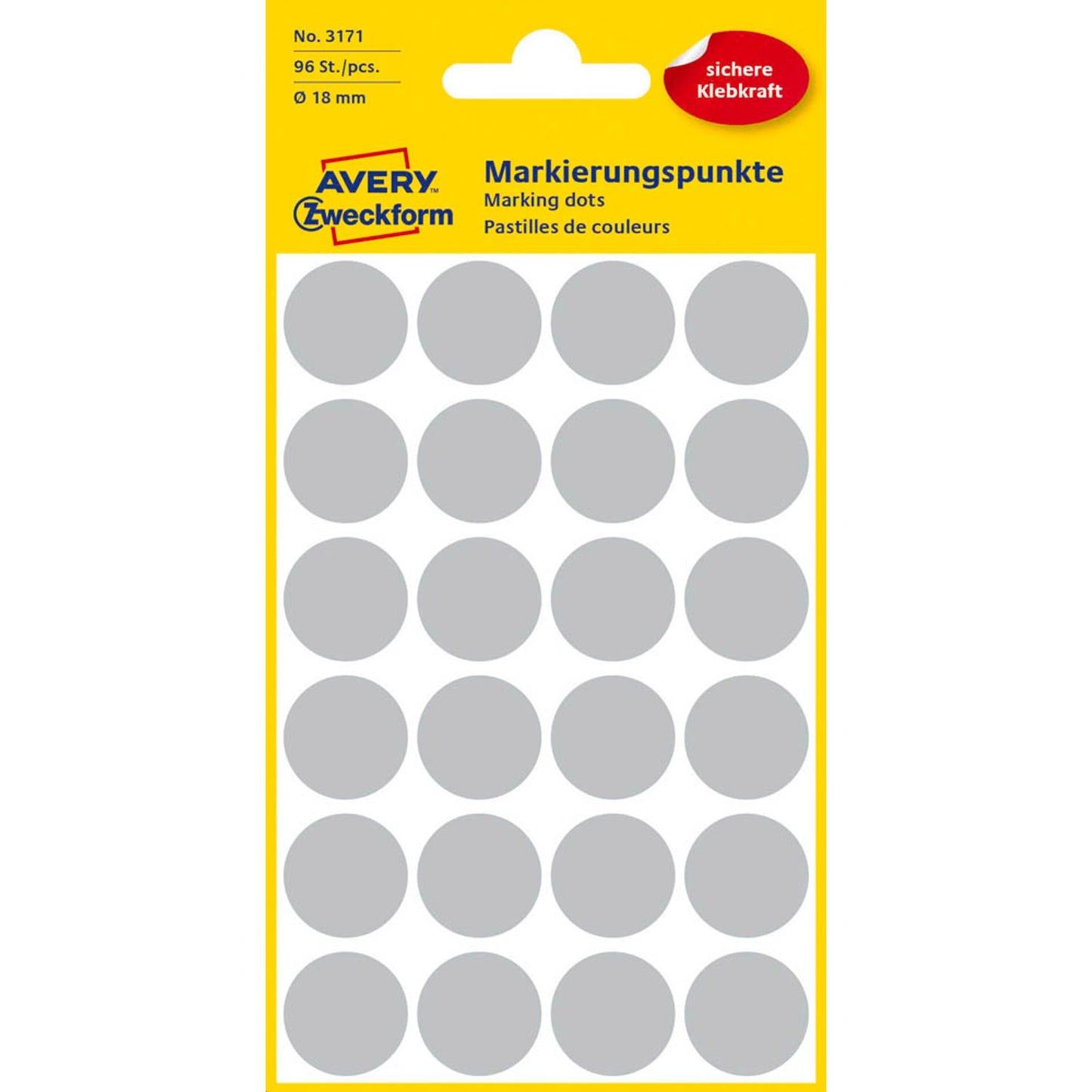 AVERY Zweckform Klebepunkte grau Ø 18,0 mm | 3171 | 1 Pack = 96 St.