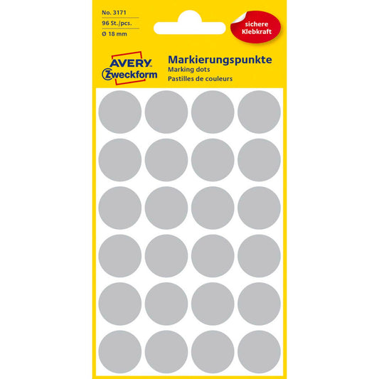 AVERY Zweckform Klebepunkte grau Ø 18,0 mm | 3171 | 1 Pack = 96 St.