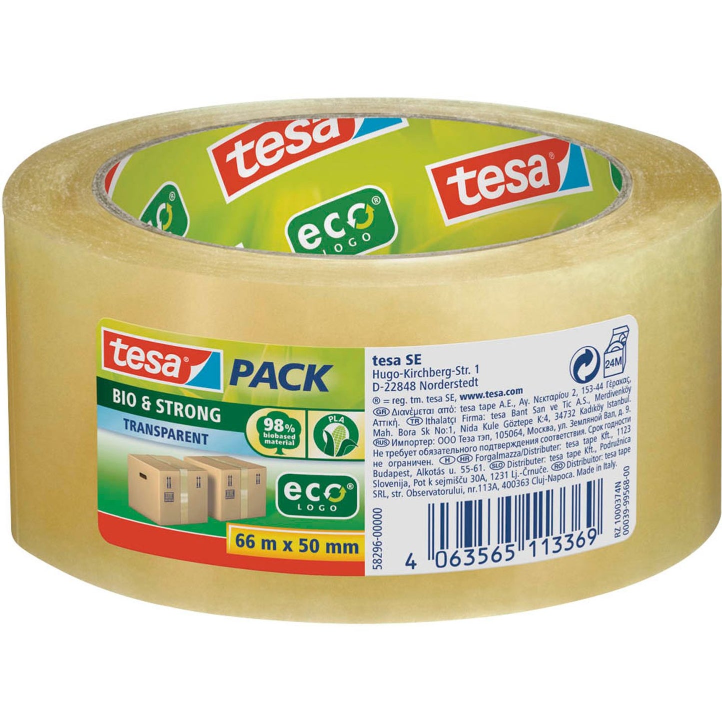 tesa Packband pack® BIO & STRONG transparent 50,0 mm x 66,0 m | 58296-00000-01