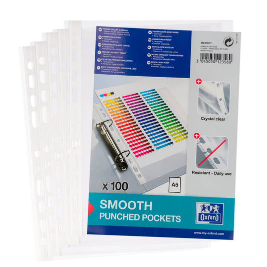 OXFORD Prospekthüllen DIN A5 glasklar genarbt 0,06 mm | 400025671 | 1 Pack = 100 St.