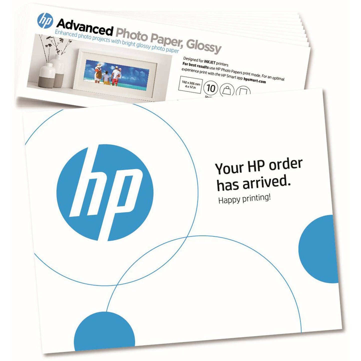 HP Fotopapier 10,0 x 30,5 cm glänzend 250 g/qm | 49V51A | 1 Pack = 10 Blatt
