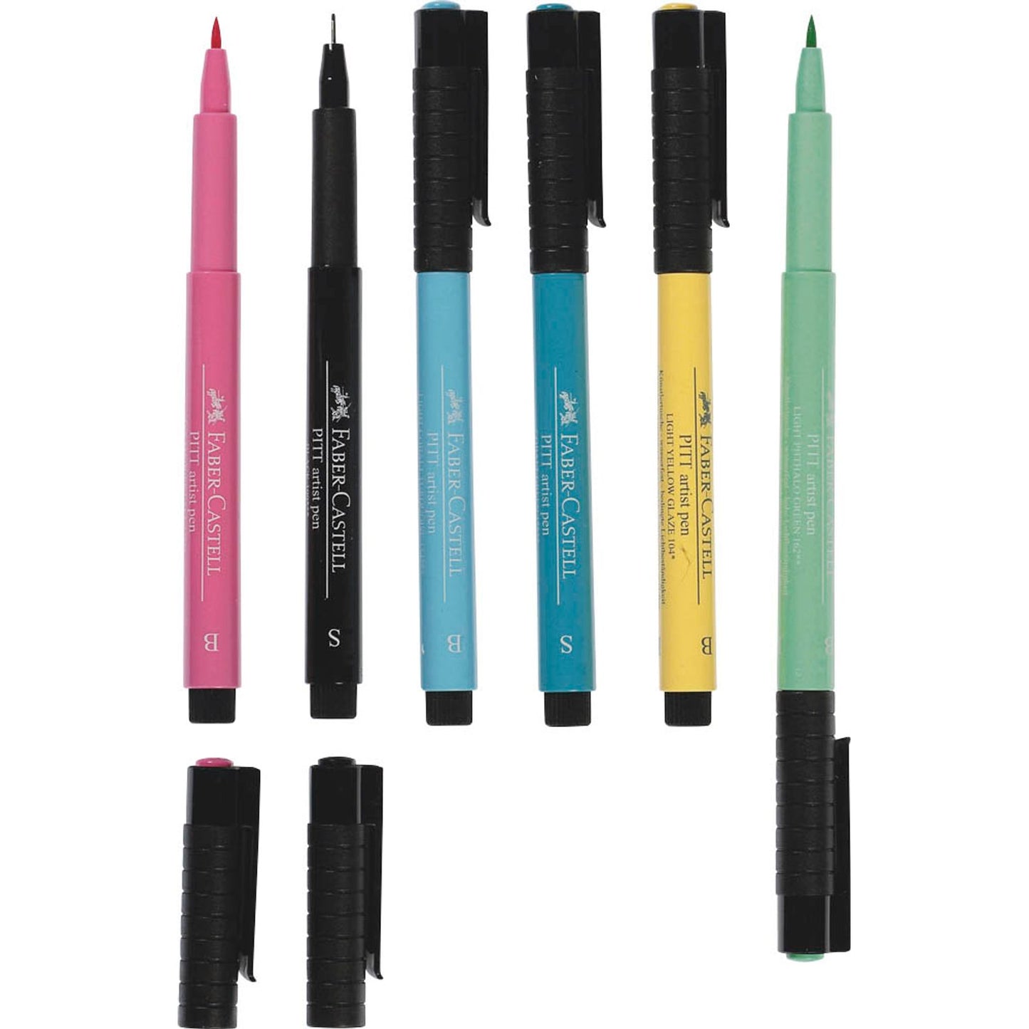 FABER-CASTELL Pitt Artist Pens Handlettering-Set farbsortiert | 267116 | 1 Pack = 6 St.