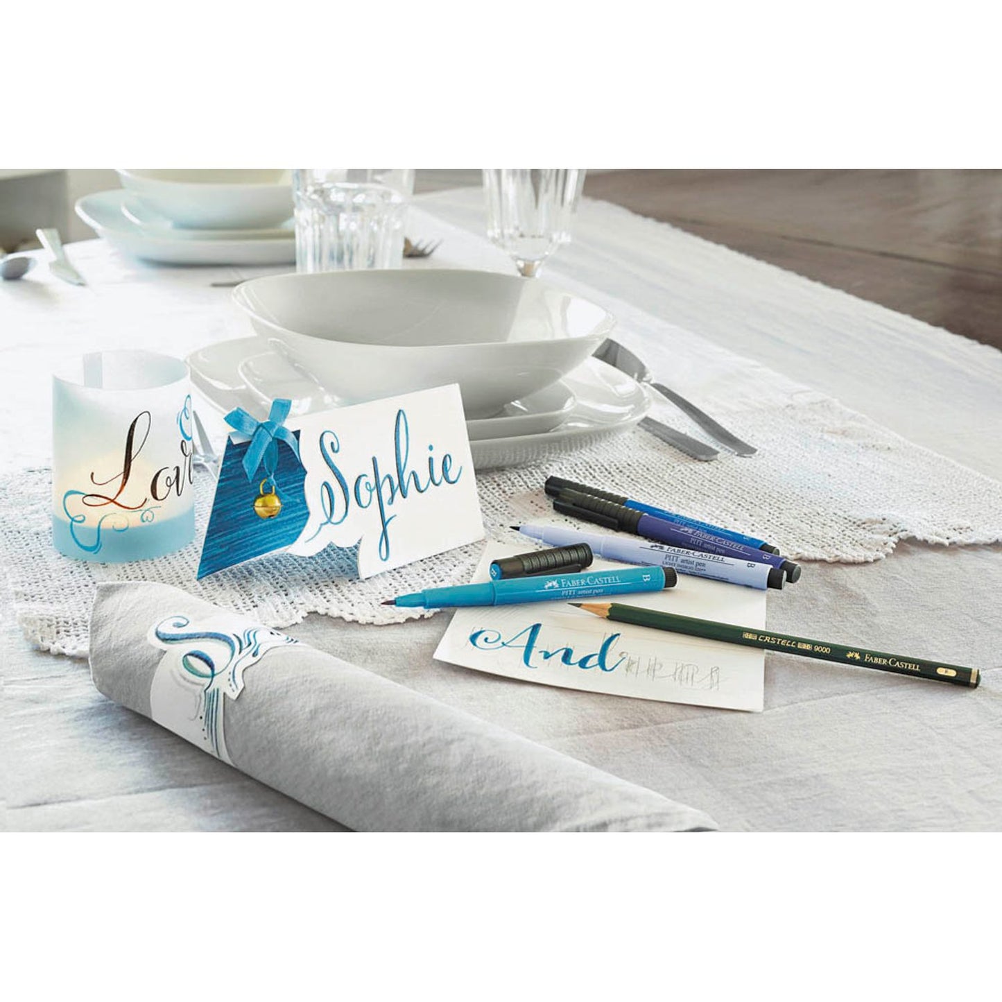 FABER-CASTELL Pitt Artist Pens Handlettering-Set farbsortiert | 267116 | 1 Pack = 6 St.