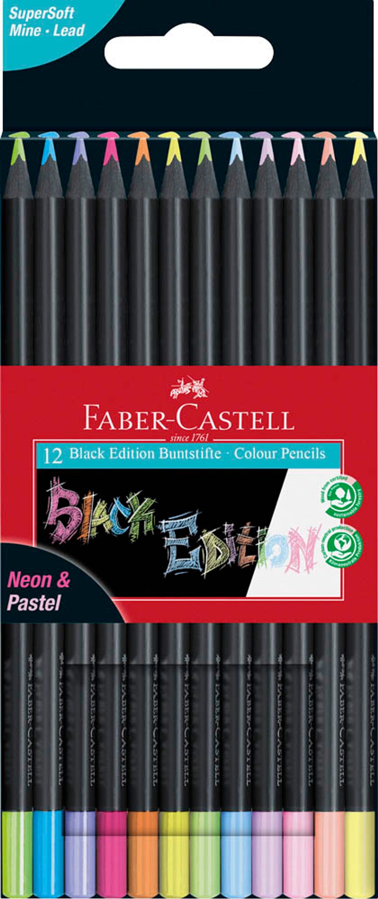 FABER-CASTELL Black Edition Buntstifte farbsortiert