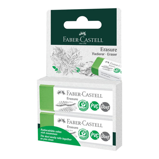 FABER-CASTELL Radiergummis Erasure grün | 187251 | 1 Pack = 2 St.