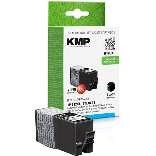 KMP H188XL schwarz Druckerpatrone kompatibel zu HP 912XL (3YL84AE) | 1765,0001
