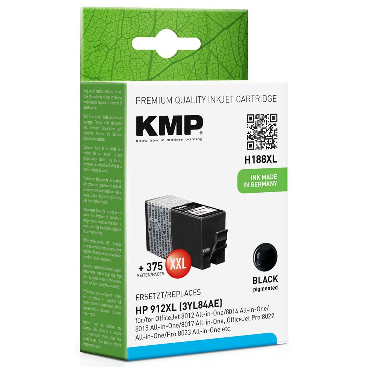 KMP H188XL schwarz Druckerpatrone kompatibel zu HP 912XL (3YL84AE) | 1765,0001