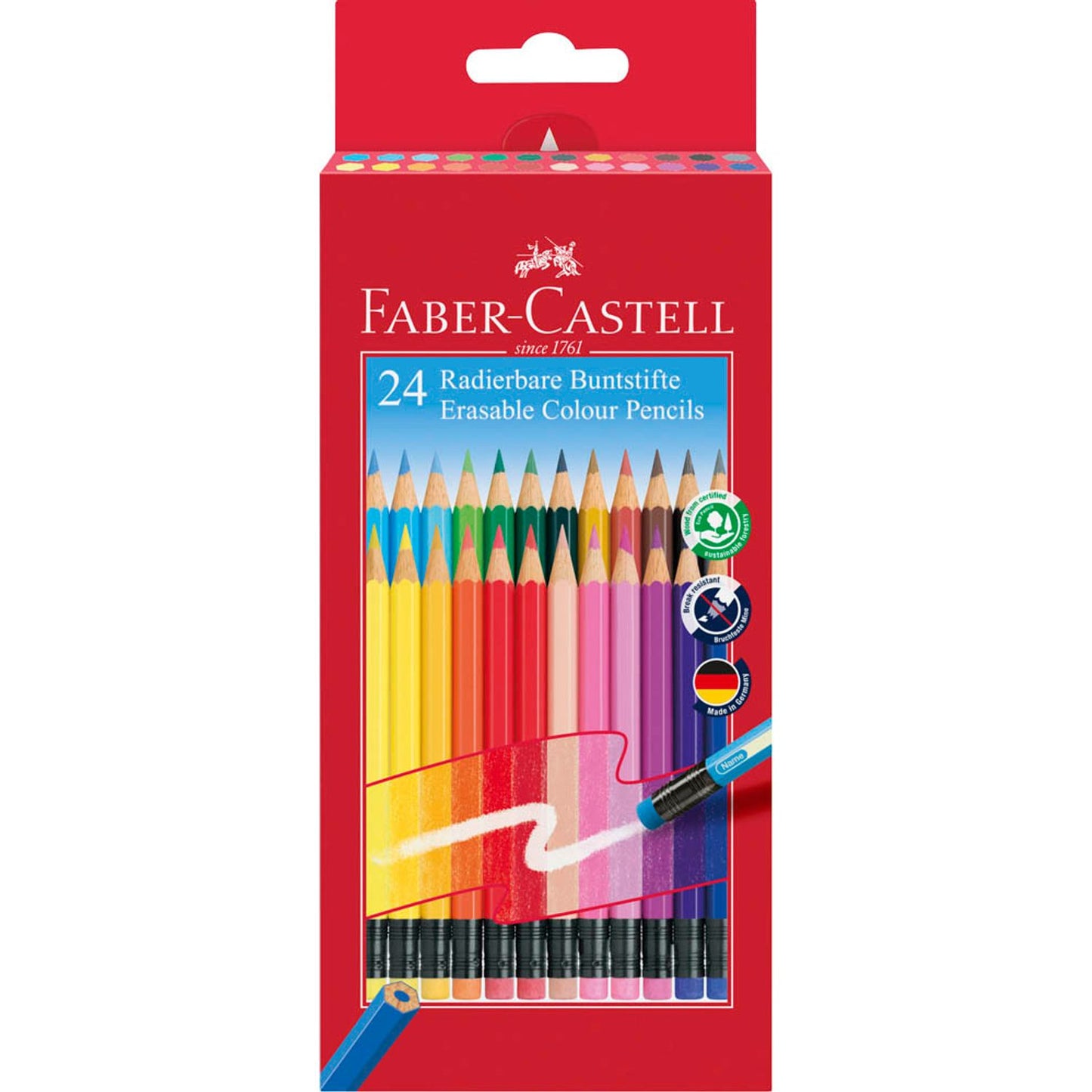 FABER-CASTELL Classic Colours Radierbare Buntstifte farbsortiert | 116625