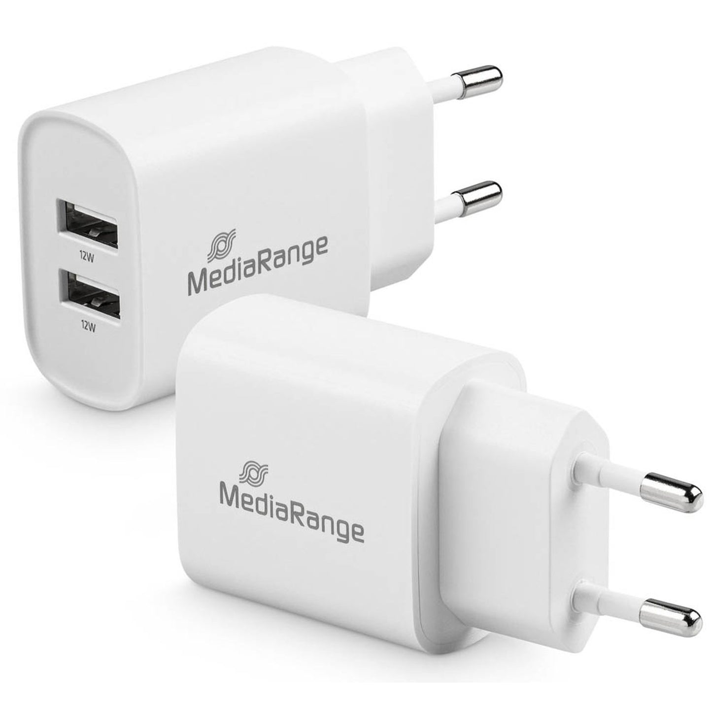 MediaRange 12W 2x USB A Ladeadapter weiß, 12 Watt | MRMA114