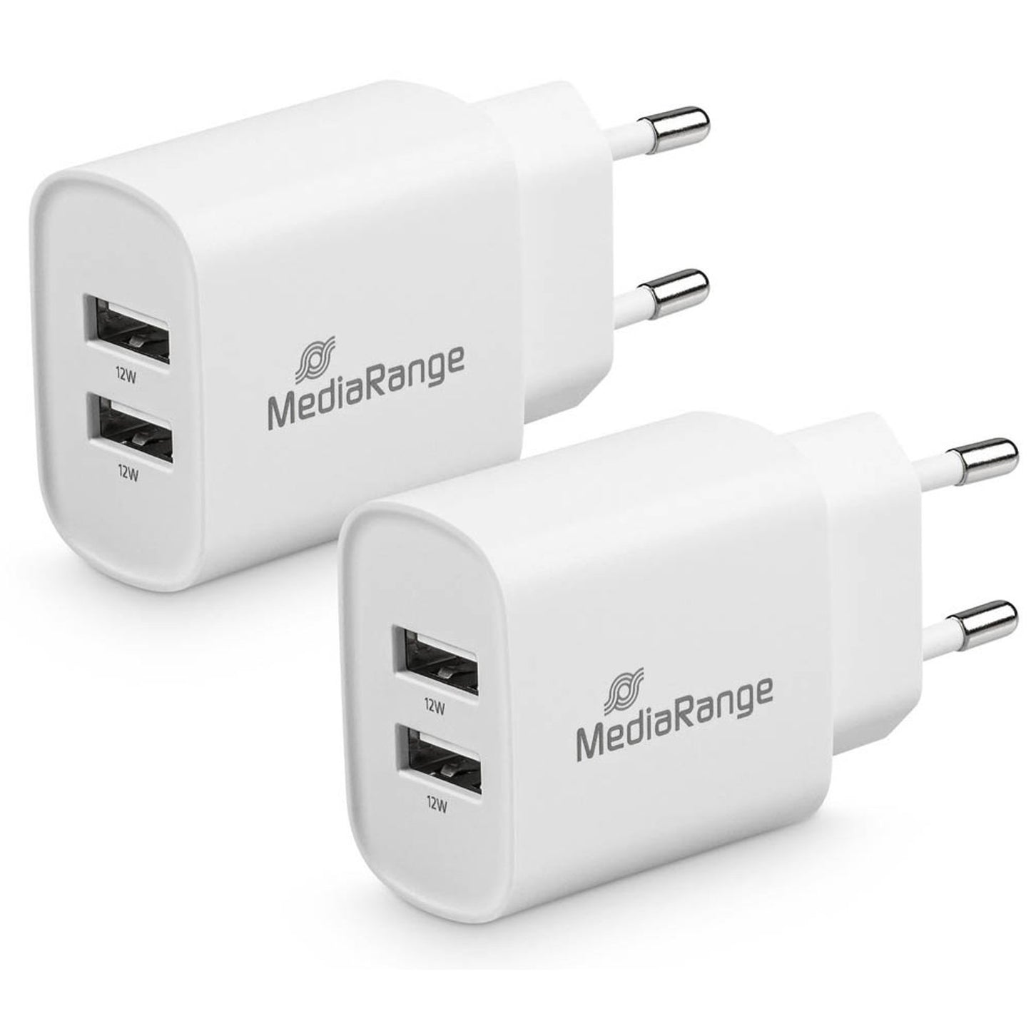 MediaRange 12W 2x USB A Ladeadapter weiß, 12 Watt | MRMA114