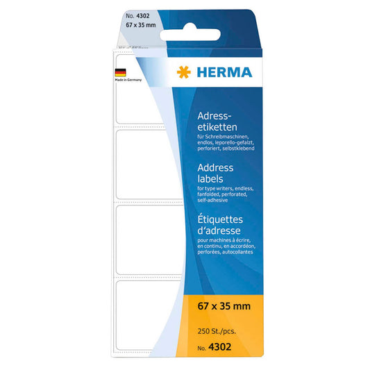 HERMA Adressetiketten weiß 67,0 x 35,0 mm | 4302 | 1 Pack = 250 Etiketten