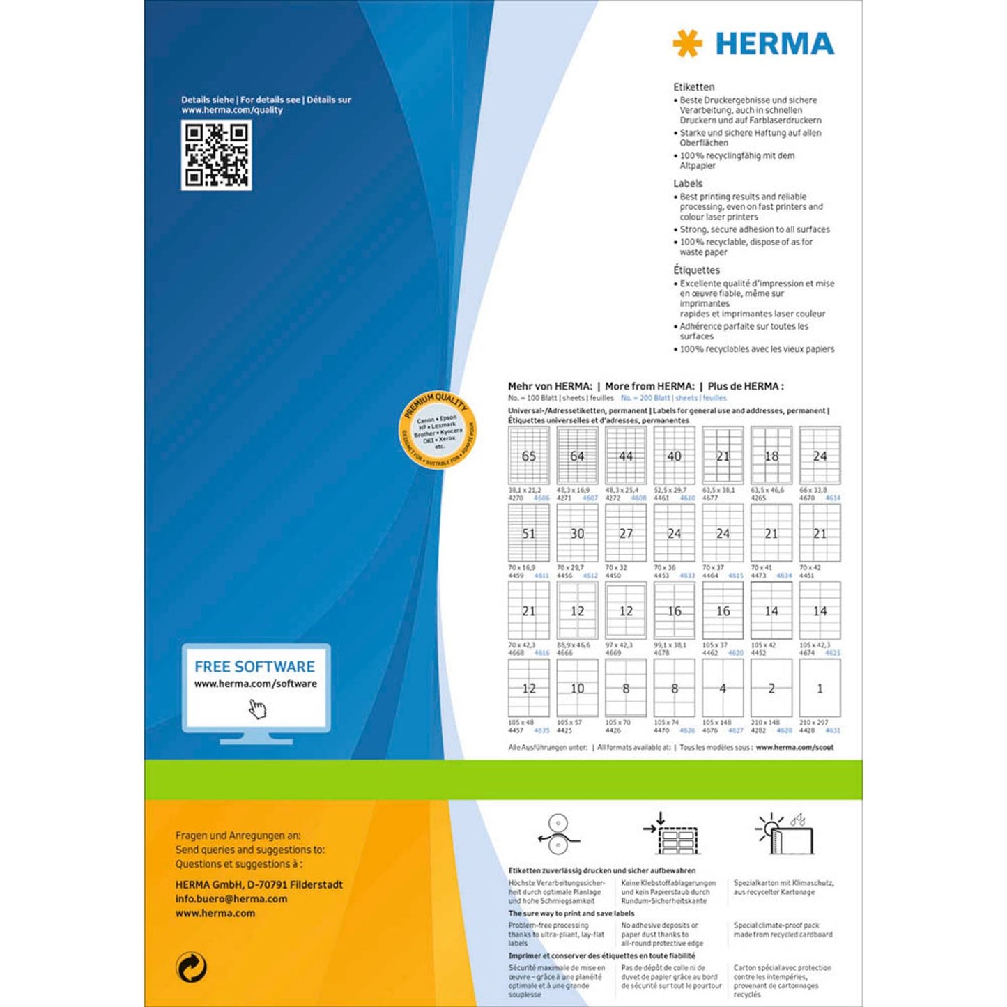 HERMA Adressetiketten weiß 148,0 x 105,0 mm | 8691 | 1 Pack = 400 Blatt