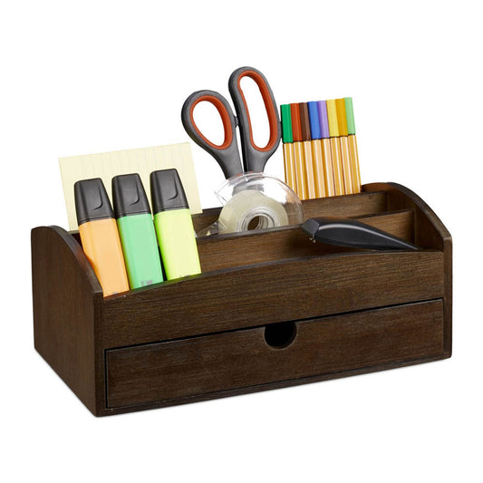 relaxdays Schreibtisch-Organizer braun Bambus 4 Fächer 27,5 x 15,0 x 11,0 cm | 10023270_0