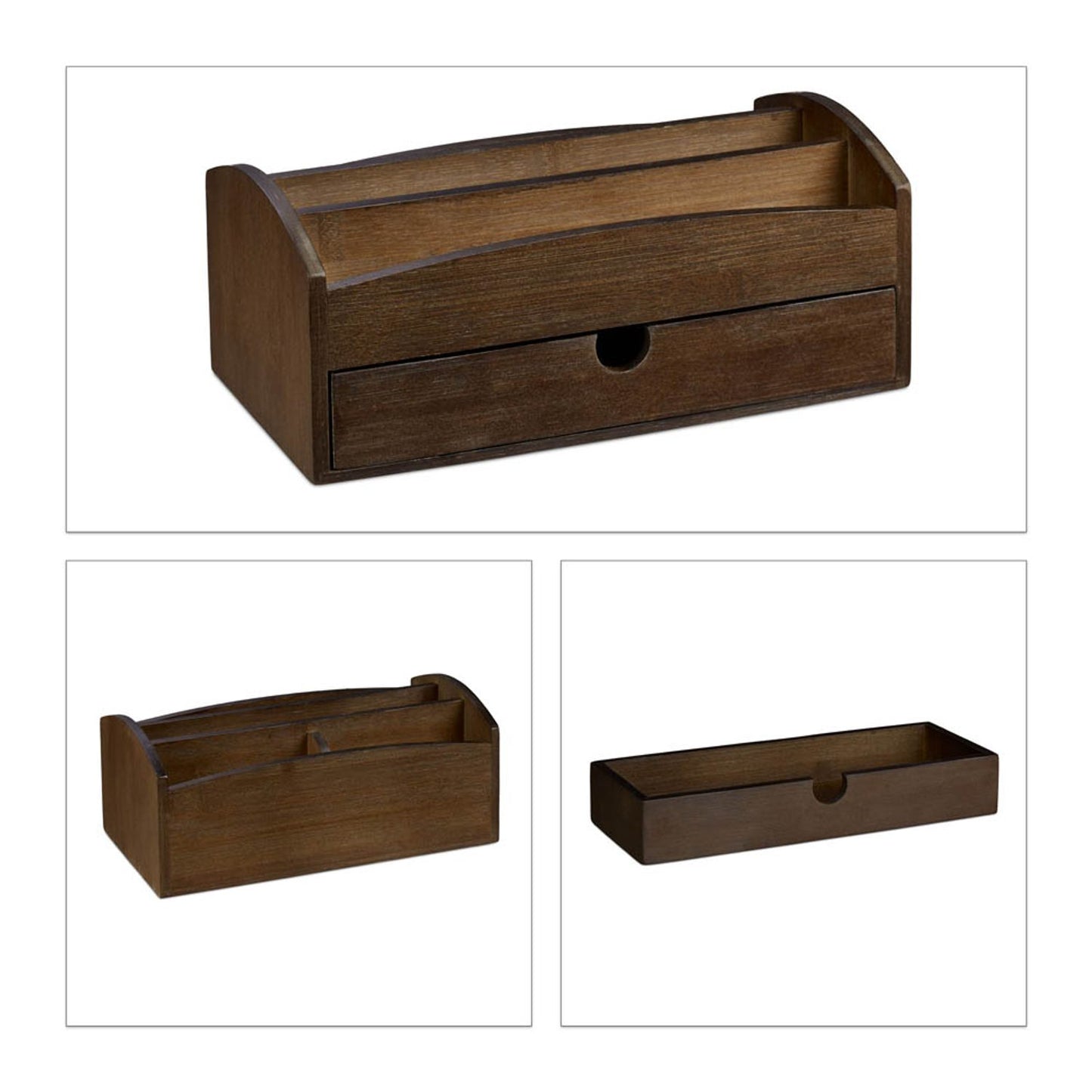 relaxdays Schreibtisch-Organizer braun Bambus 4 Fächer 27,5 x 15,0 x 11,0 cm | 10023270_0