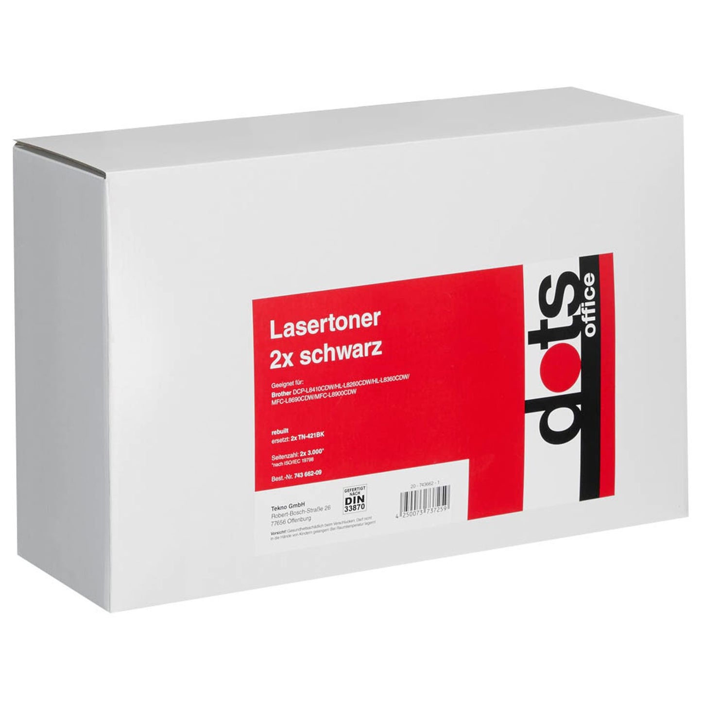 dots schwarz Toner kompatibel zu brother TN-421BK, 2er-Set | 1265,0021-DOTS | 1 Pack = 2 St.