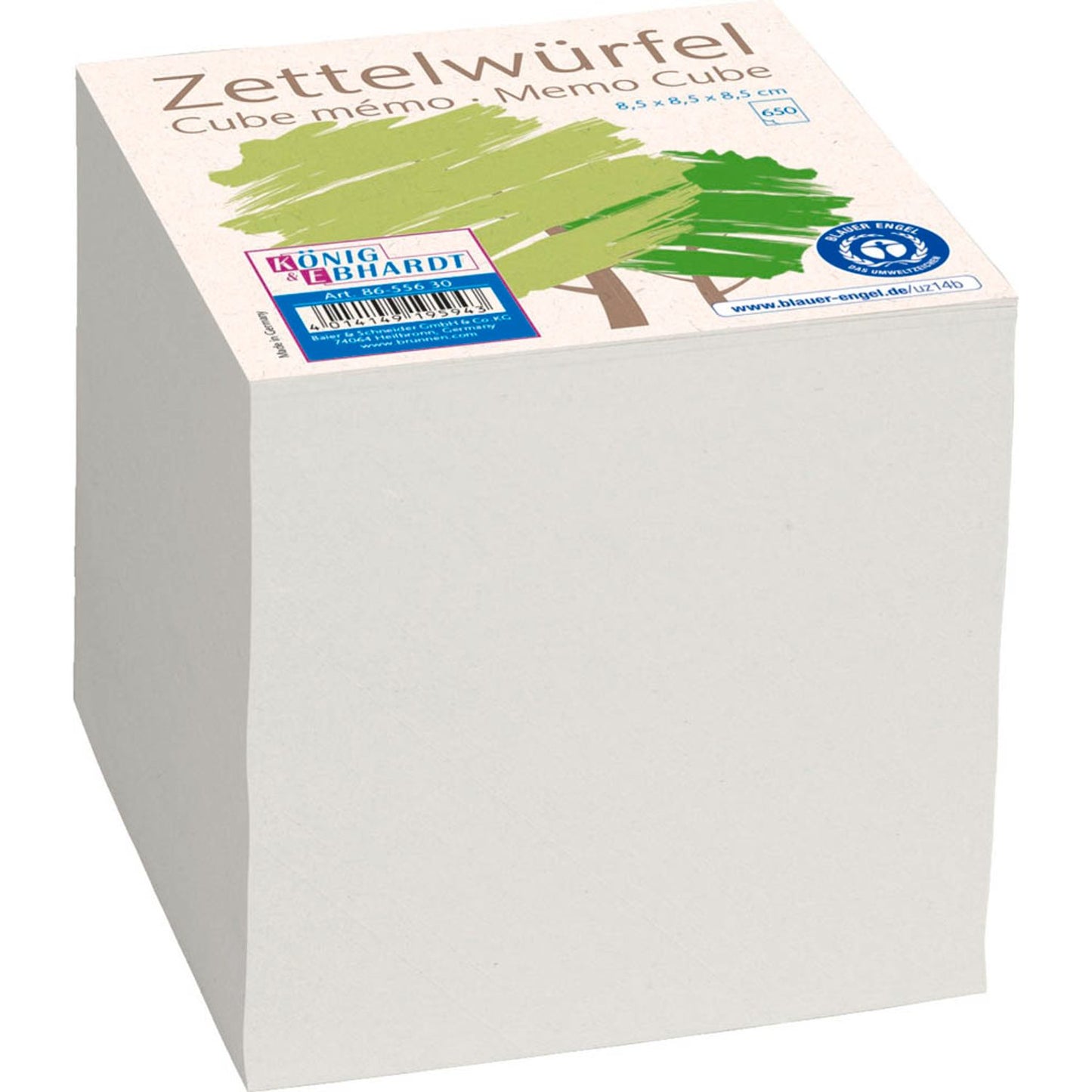 KÖNIG & EBHARDT Recycling Notizzettel geleimt grau 8,5 x 8,5 cm, ca | 86-55630