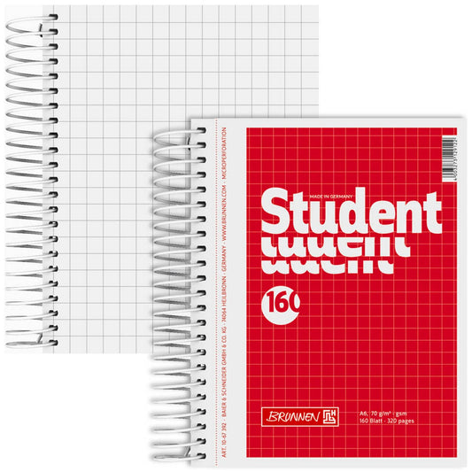 BRUNNEN Collegeblock Student kariert DIN A6 ohne Rand | 1067392