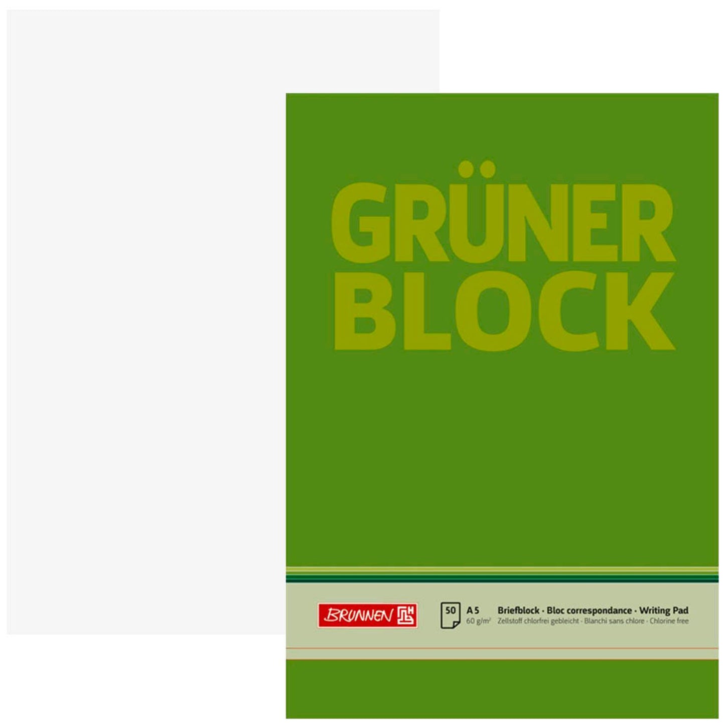 BRUNNEN Briefblöcke "Grüner Block" DIN A5,