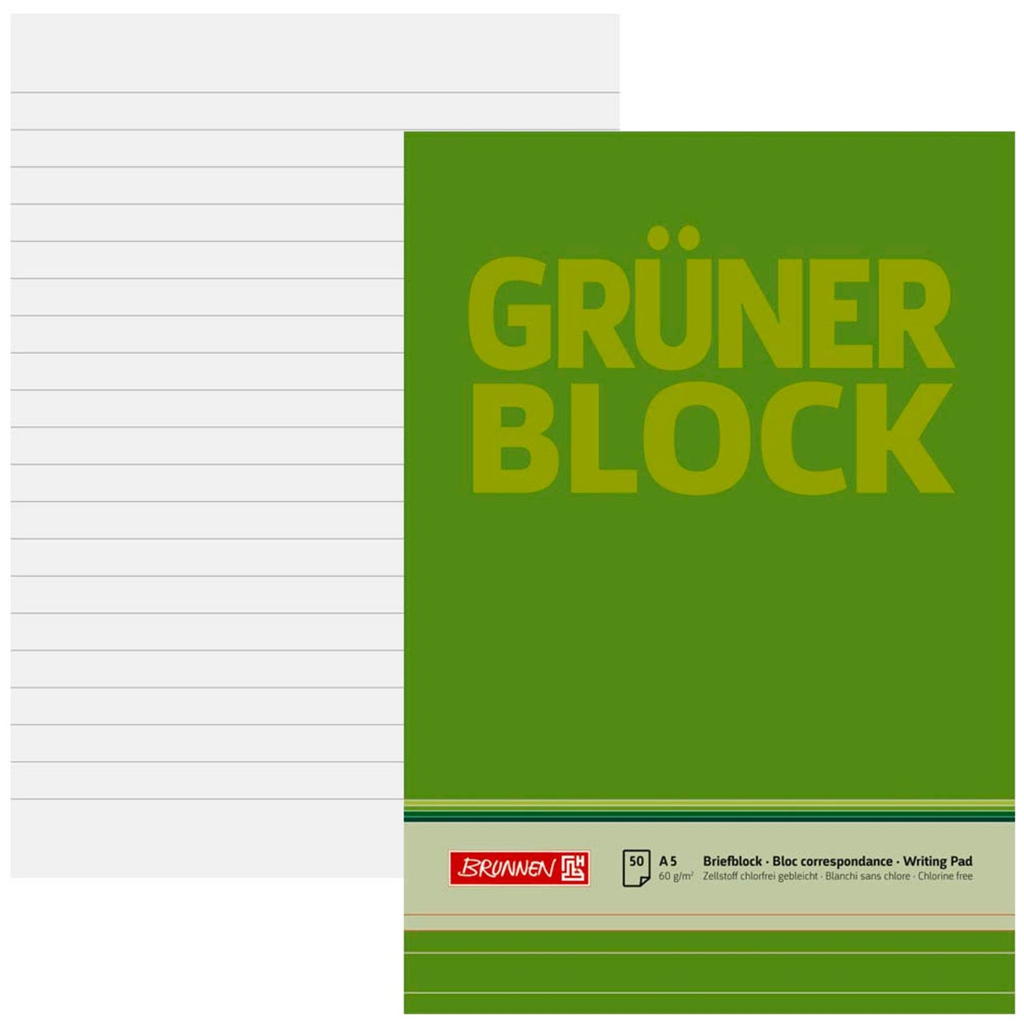 BRUNNEN Briefblöcke "Grüner Block" DIN A5,