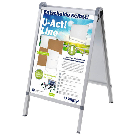 FRANKEN Kundenstopper Outdoor PRO silber DIN A1 2 Fächer | BS1309