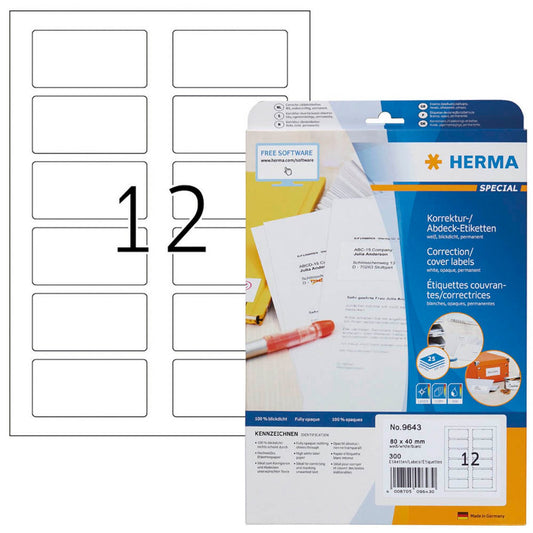 HERMA QR-Code-Etiketten weiß 40,0 x 80,0 mm | 9643 | 1 Pack = 25 Blatt
