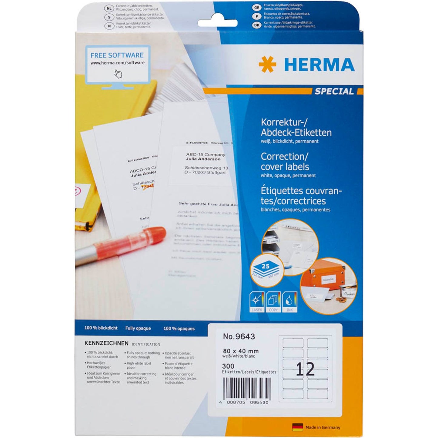 HERMA QR-Code-Etiketten weiß 40,0 x 80,0 mm | 9643 | 1 Pack = 25 Blatt