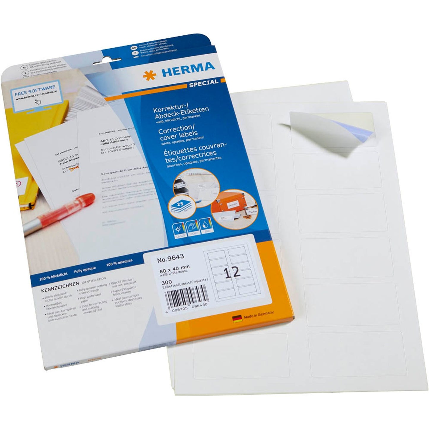 HERMA QR-Code-Etiketten weiß 40,0 x 80,0 mm | 9643 | 1 Pack = 25 Blatt