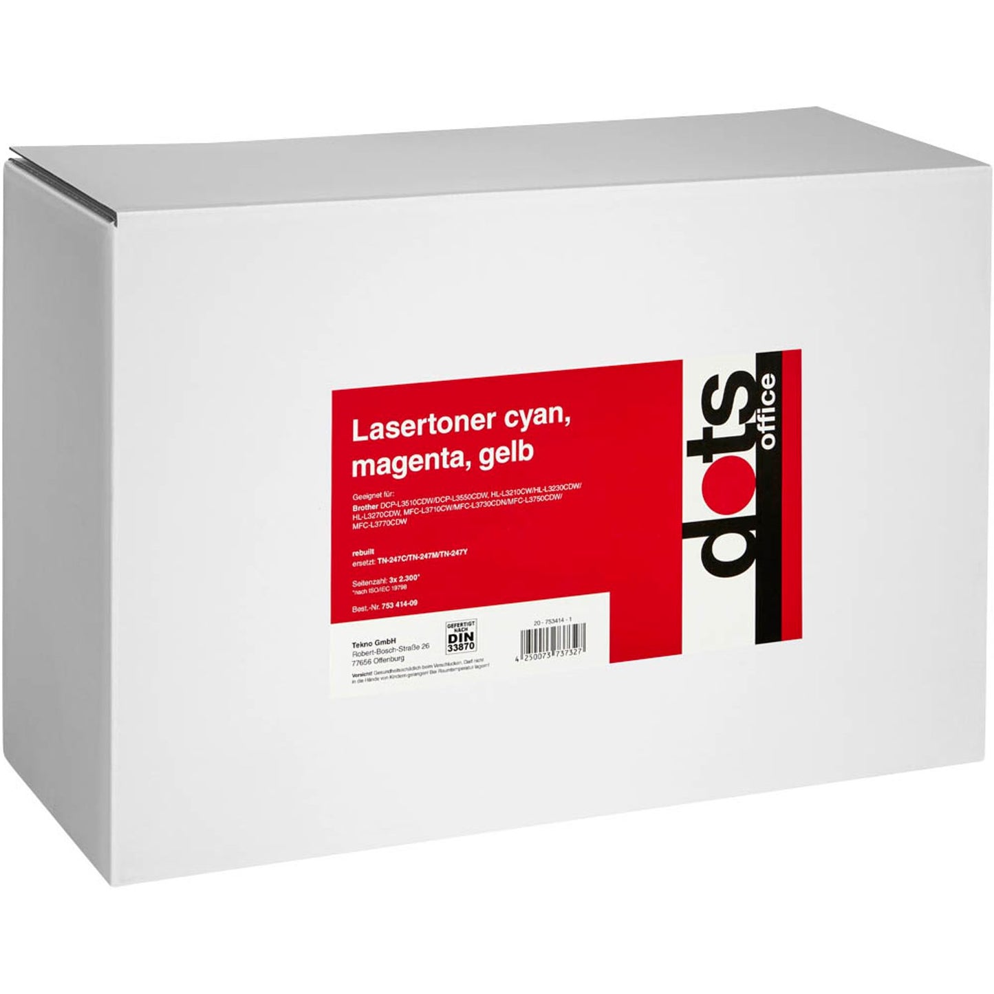 dots cyan, magenta, gelb Toner kompatibel zu brother TN-247C/M/Y, 3er-Set | 1268,3030-DOTS | 1 Pack = 3 St.