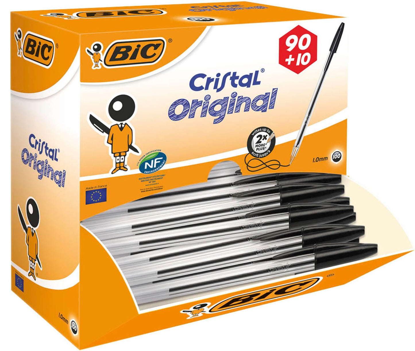 BIC Kugelschreiber Cristal® Medium transparent, 90 St. + GRATIS 10 St.