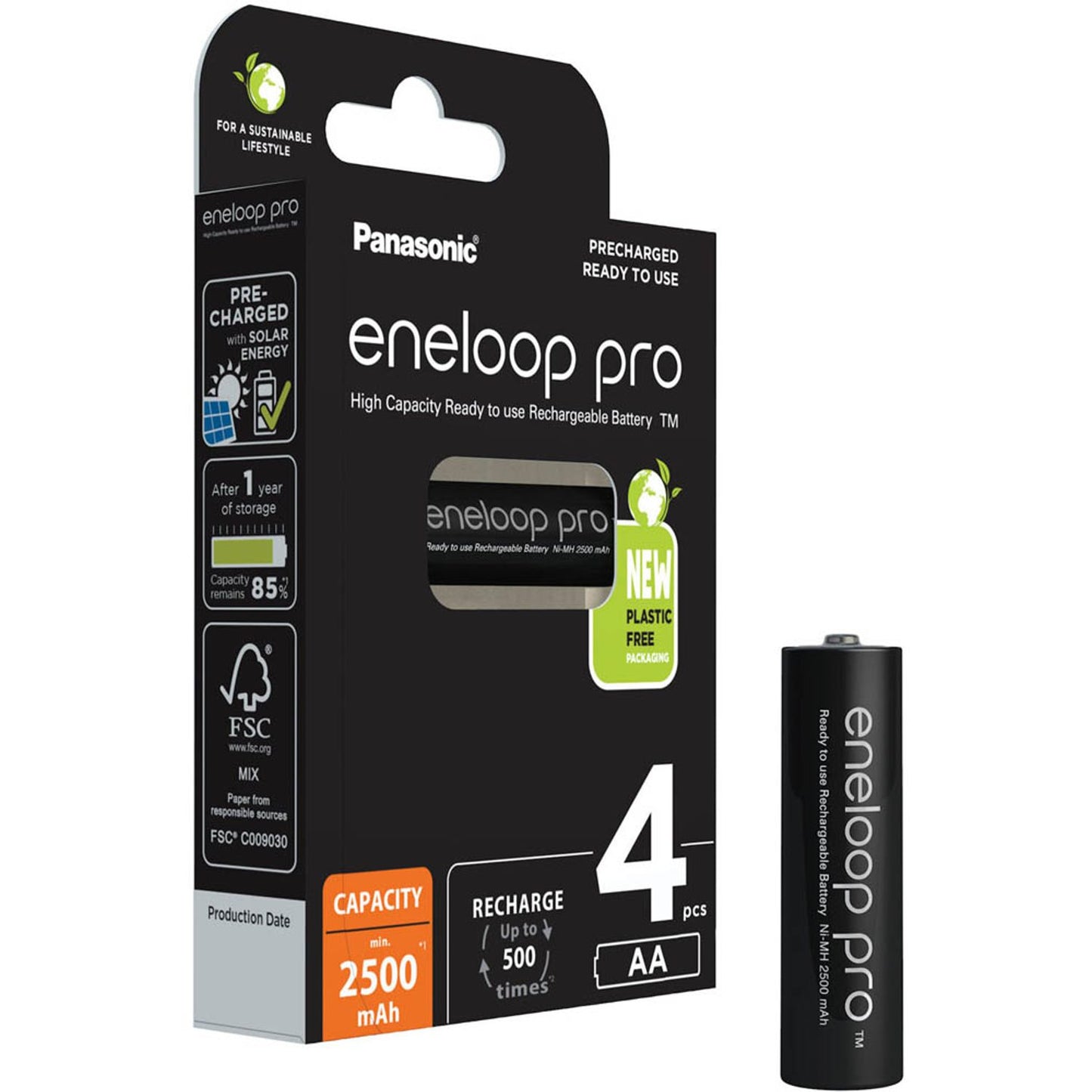 eneloop Akkus pro Mignon AA 2.500 mAh | 52333199 | 1 Pack = 4 St.