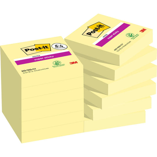Post-it® + 4 GRATIS: Super Sticky Notes Haftnotizen extrastark gelb, 8 Blöcke + GRATIS 4 Blöcke | 7100290178 | 1 Aktionspack = 8 Blöcke