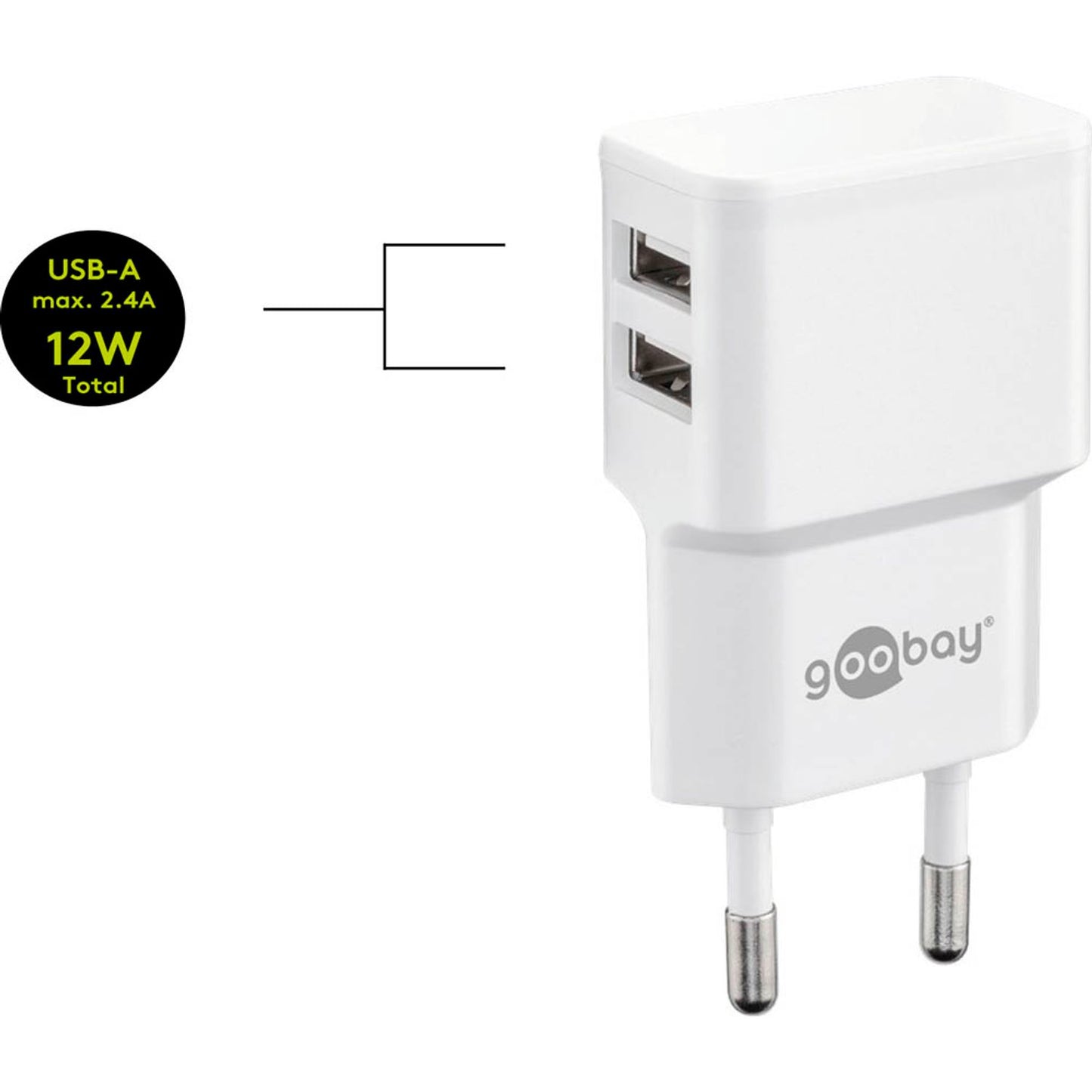 goobay Ladekabel mit Adapter weiß, Kabellänge: 1 m, 12 Watt | 44987