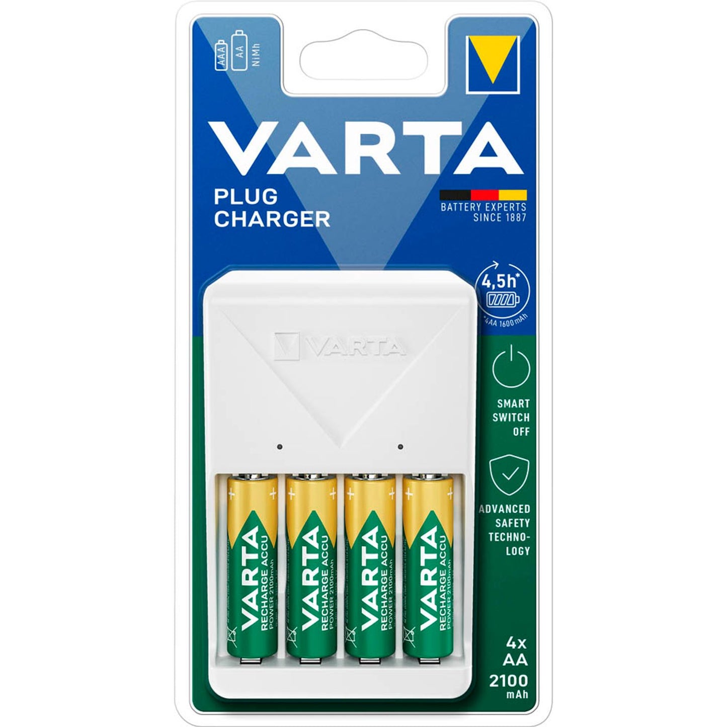 VARTA Plug Charger Akku-Schnellladegerät inkl. Akkus | 57657101451