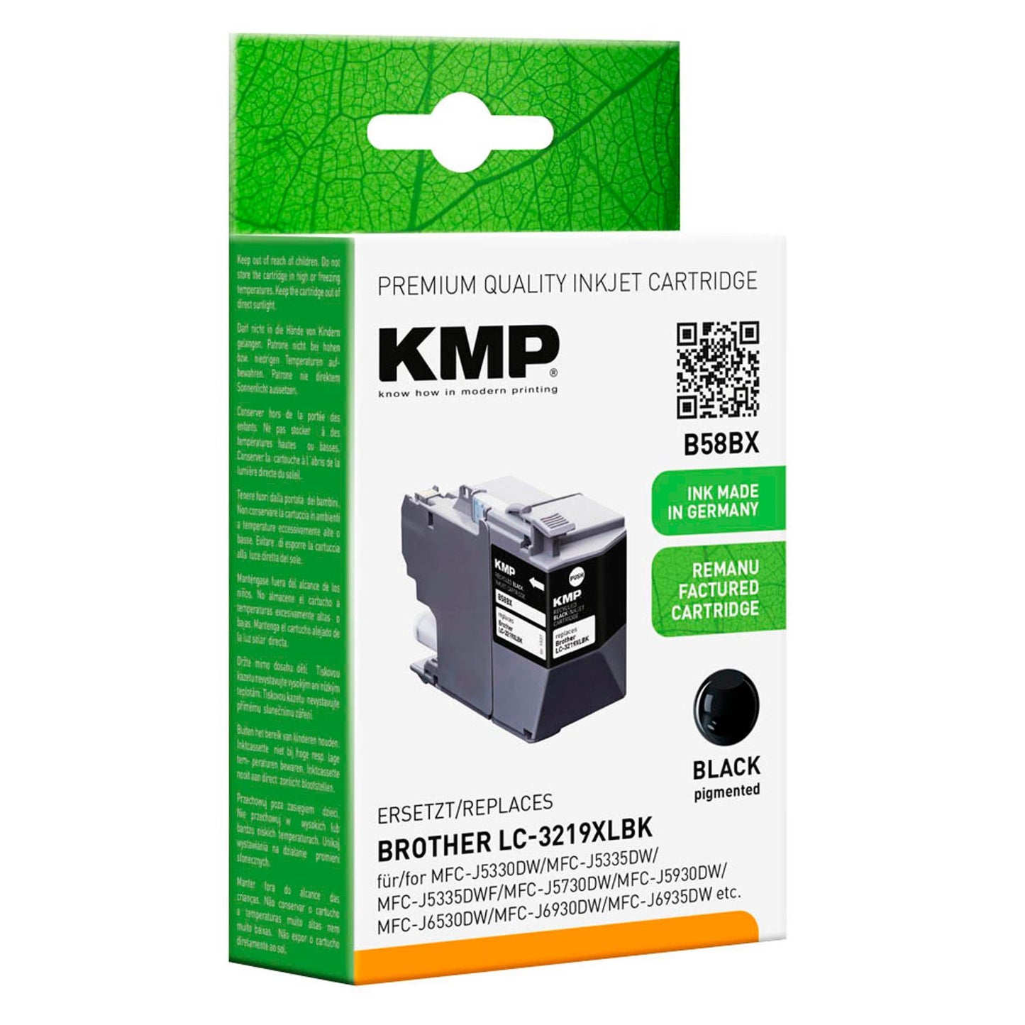 KMP B58BX schwarz Druckerpatrone kompatibel zu brother LC-3219XLBK | 1537,4001