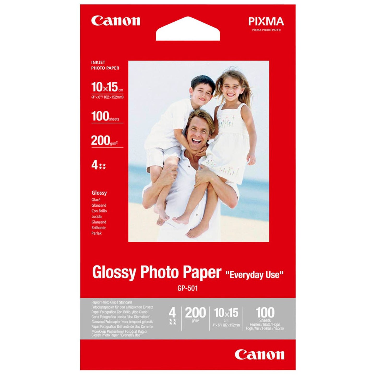 Canon Fotopapier GP-501 10,0 x 15,0 cm hochglänzend 200 g/qm | 0775B003 | 1 Pack = 100 Blatt