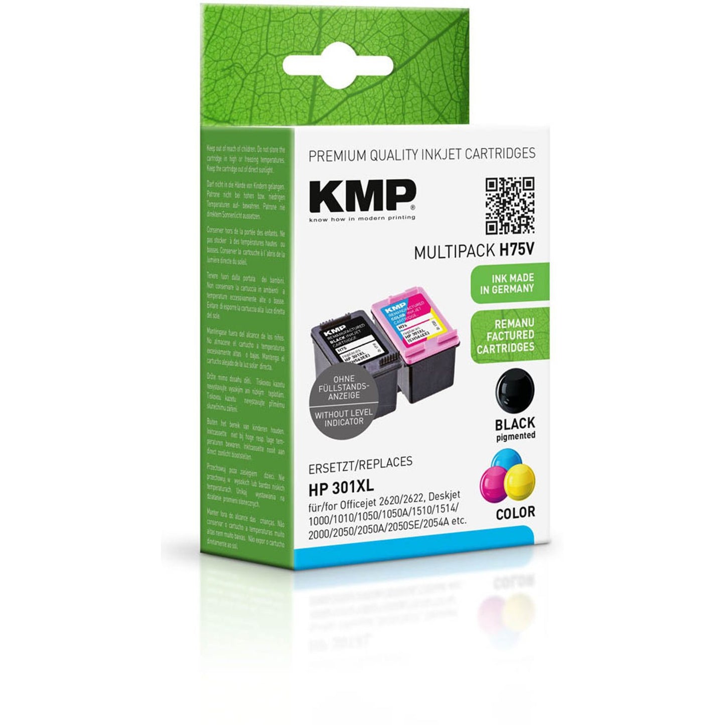 KMP H75V schwarz, color Druckerpatronen kompatibel zu HP 301XL (CH563EE/CH564EE), 2er-Set | 1719,4005 | 1 Pack = 2 St.
