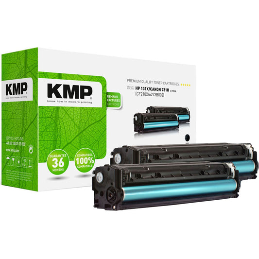 KMP H-T171D schwarz Toner kompatibel zu HP 131X; Canon 731H(CF210XD; 6273B002), 2er-Set | 1236,3021 | 1 Pack = 2 St.