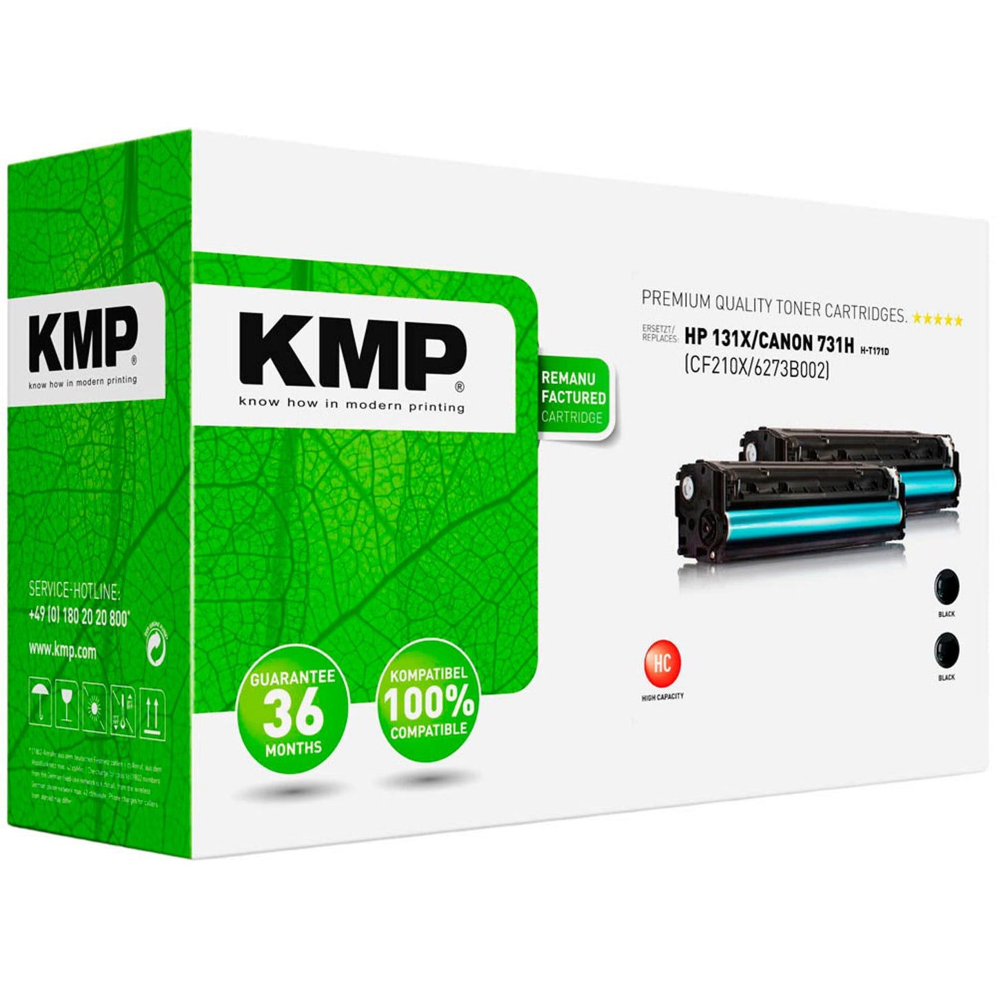 KMP H-T171D schwarz Toner kompatibel zu HP 131X; Canon 731H(CF210XD; 6273B002), 2er-Set | 1236,3021 | 1 Pack = 2 St.