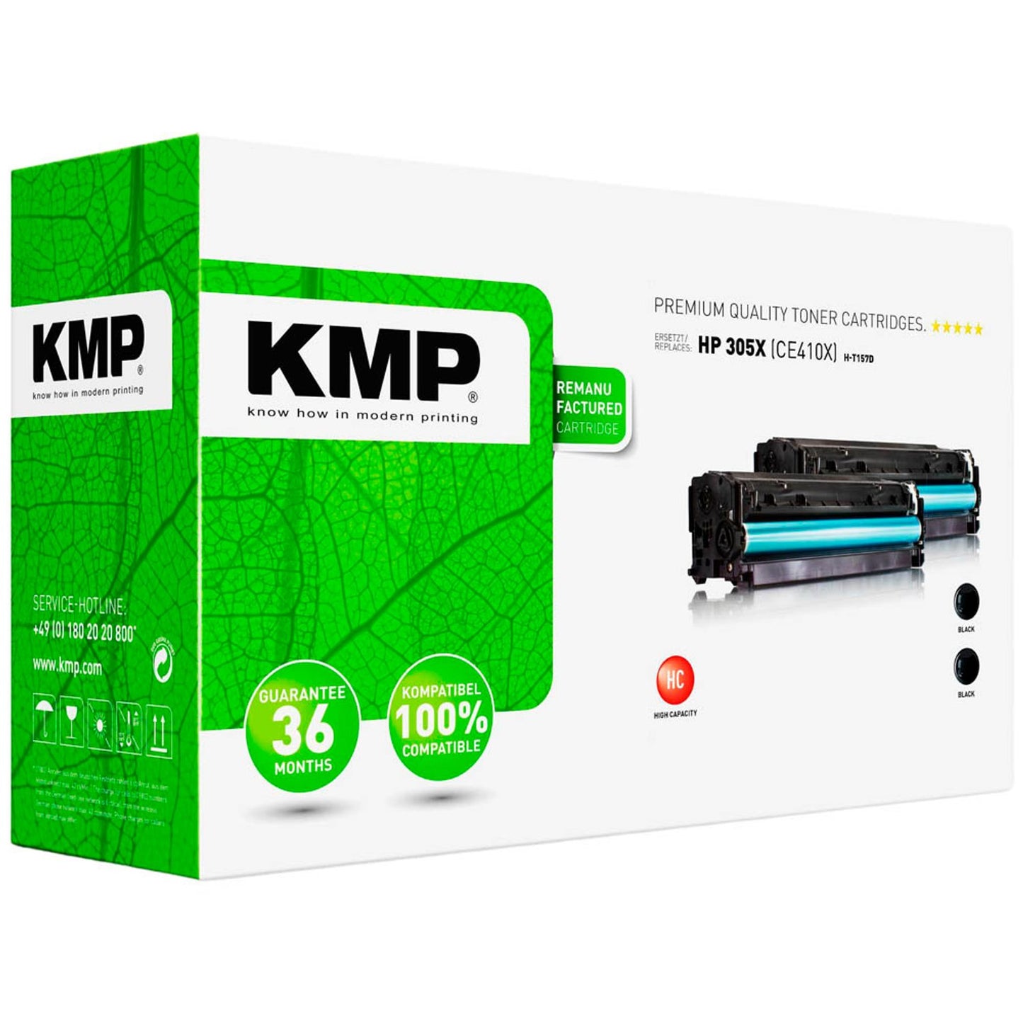 KMP H-T157D schwarz Toner kompatibel zu HP 305X (CE410XD), 2er-Set | 1233,HC21 | 1 Pack = 2 St.