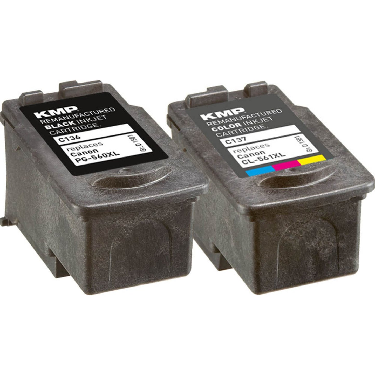 KMP C136V schwarz, color Druckerpatronen kompatibel zu Canon PG560XL/CL561XL, 2er-Set | 1581,4005 | 1 Pack = 2 St.
