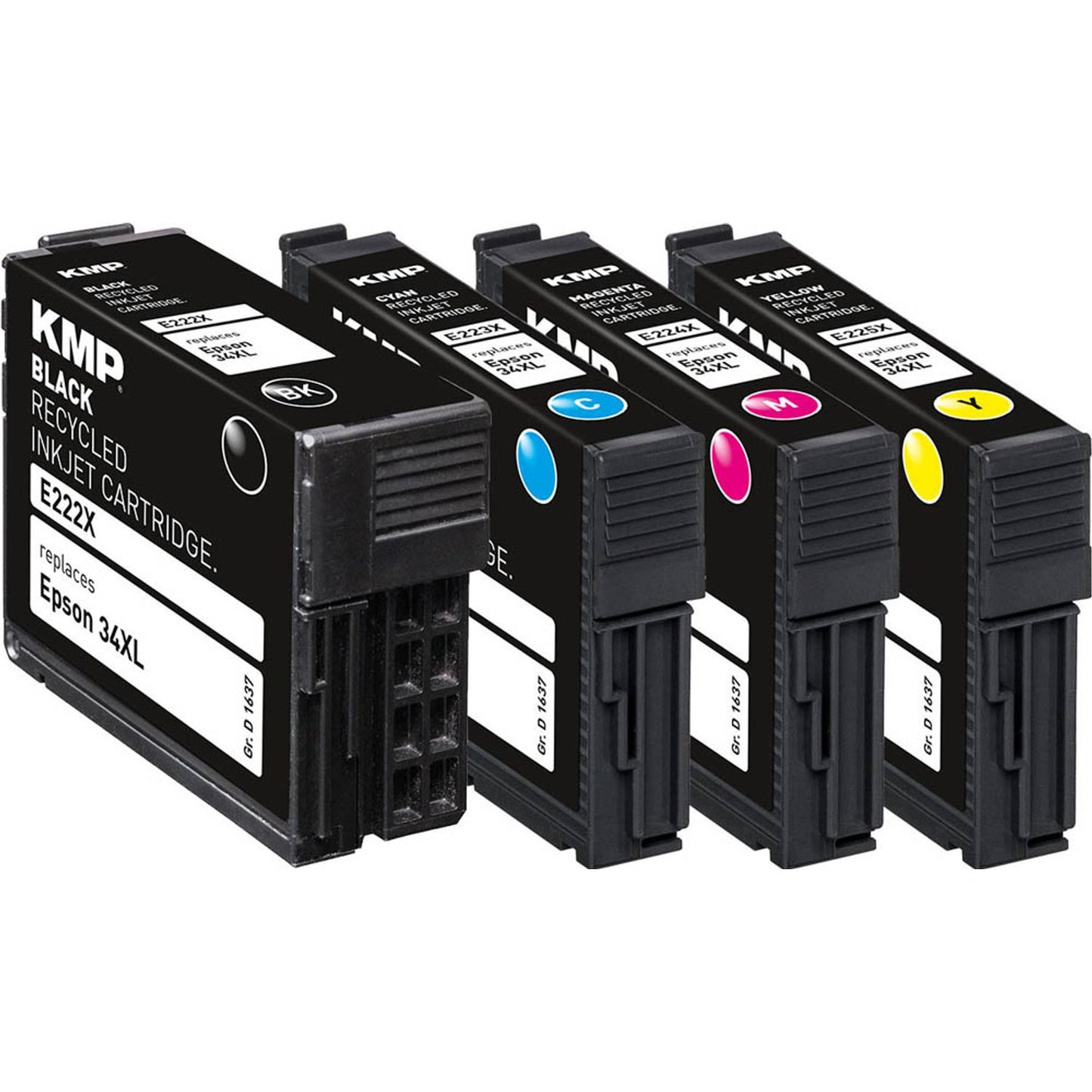 KMP E222XV schwarz, cyan, magenta, gelb Druckerpatronen kompatibel zu EPSON 34XL (T3476), 4er-Set | 1637,4005 | 1 Pack = 4 St.