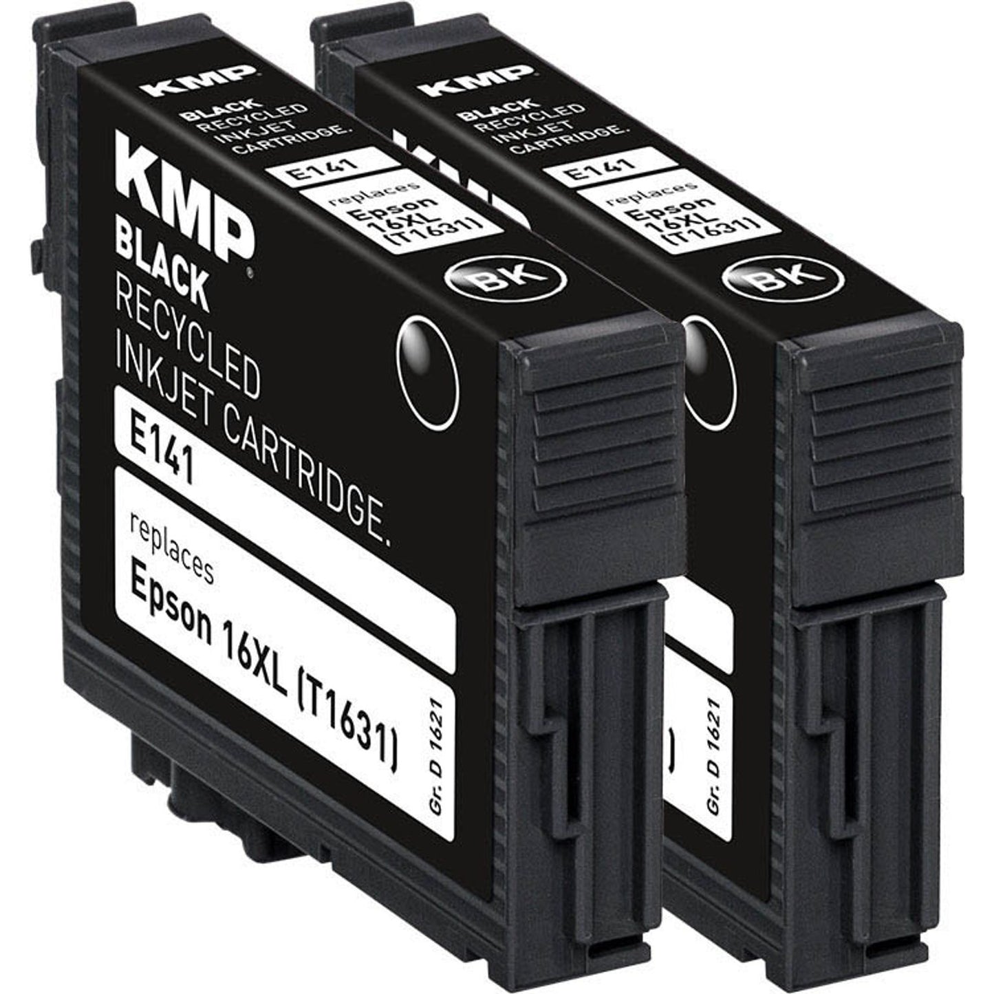 KMP E141D schwarz Druckerpatronen kompatibel zu EPSON 16XL (T1631), 2er-Set | 1621,4021 | 1 Pack = 2 St.