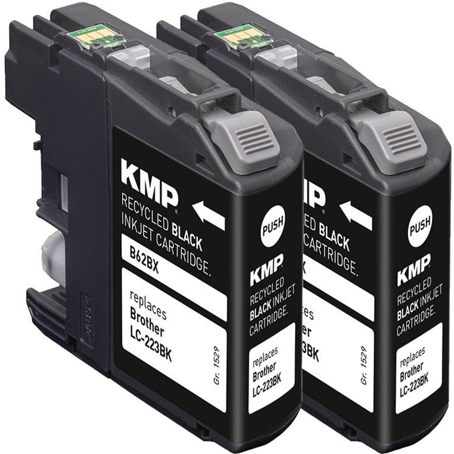 KMP B62DX schwarz Druckerpatronen kompatibel zu brother LC223BK, 2er-Set | 1529,4021 | 1 Pack = 2 St.