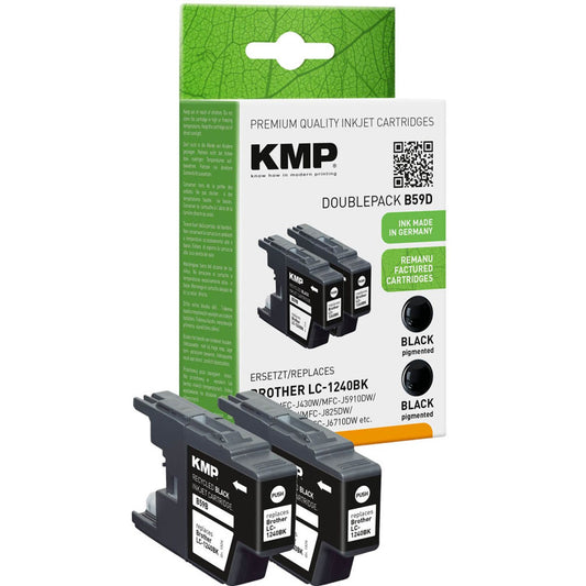 KMP B59D schwarz Druckerpatronen kompatibel zu brother LC1240BKBP2DR, 2er-Set | 1524,4821 | 1 Pack = 2 St.