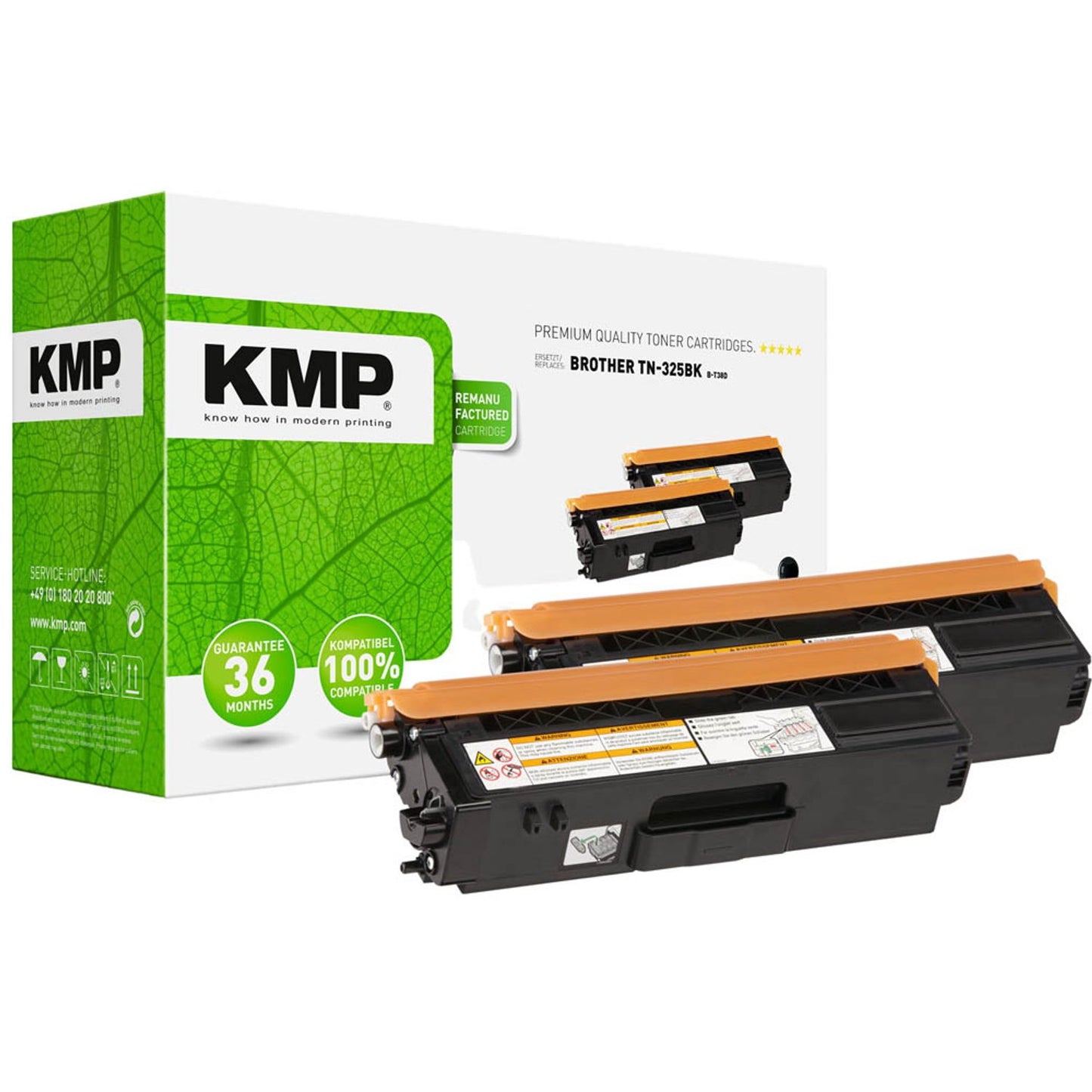KMP B-T38D schwarz Toner kompatibel zu brother TN325BK, 2er-Set | 1243,HC21 | 1 Pack = 2 St.