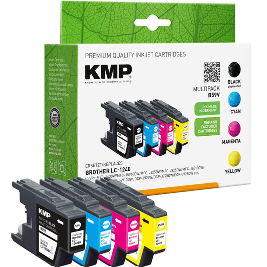 KMP B59V schwarz, cyan, magenta, gelb Druckerpatronen kompatibel zu brother LC1240VALBP, 4er-Set | 1524,4805 | 1 Pack = 4 St.