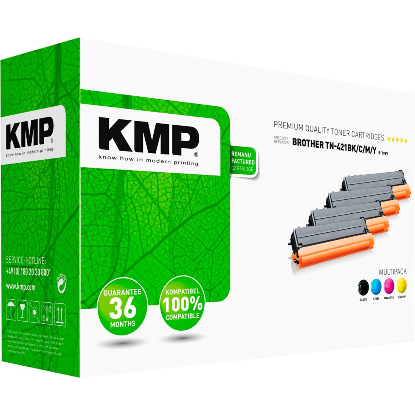 KMP B-T98V schwarz, cyan, magenta, gelb Toner kompatibel zu brother TN421BK/C/M/Y, 4er-Set | 1265,0005 | 1 Pack = 4 St.