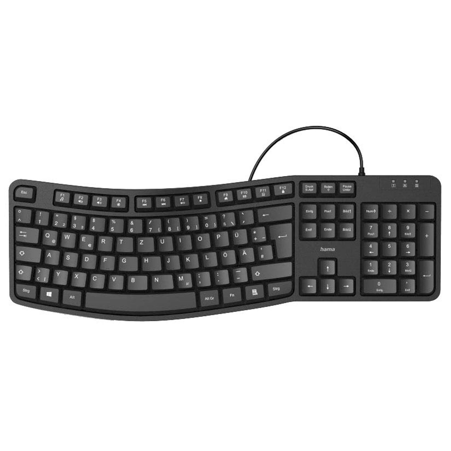 hama EKC-400 ergonomische Tastatur kabelgebunden schwarz | 182630