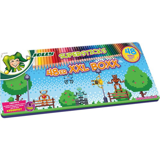 JOLLY SUPERSTICKS 48er XXL BOXX MONSTER 2 Buntstifte farbsortiert | 3000-0527 | 1 Pack = 48 St.